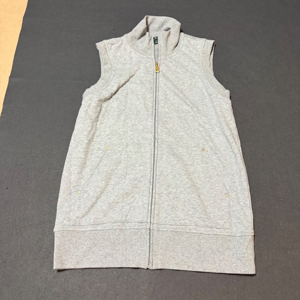 Lauren Ralph Lauren Sweatshirt Vest Women M Gray Preppy Outdoor Fall Core Hike